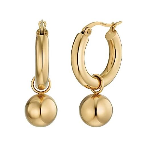 Noelani creoles gioielli per orecchie da donna in acciaio inossidabile, 3.2 cm, oro, in confezione regalo, 2032614