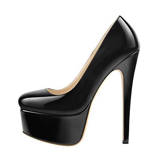 Only maker - scarpe da donna con tacco alto, stile classico, alla moda, pintura nero, 43 eu