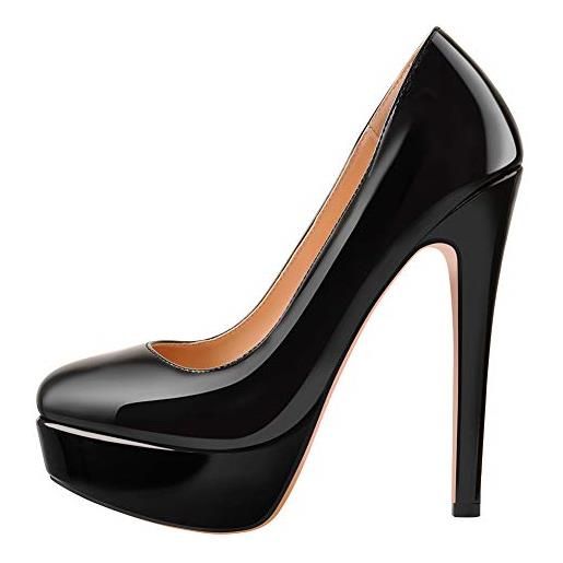 Only maker - scarpe da donna con tacco alto, stile classico, alla moda, pintura nero, 40 eu