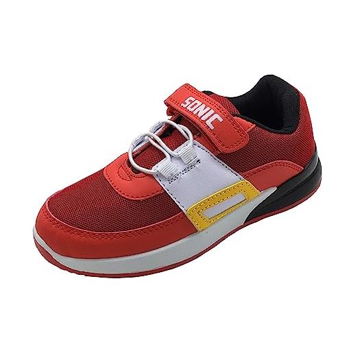 Sonic The Hedgehog, scarpe da ginnastica per ragazzi o ragazze con luci lampeggianti, colore rosso, taglia 1 uk, 33 eu
