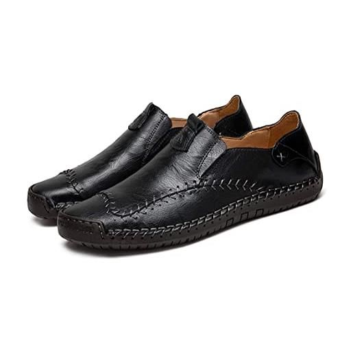 Asifn elegante pelle scarpe casual da uomo mocassini in loafers casuale guida moda mocassino basse classic scarpe da cuoio barca oxford（nero, 38/39 eu, 39 taglia del marchio