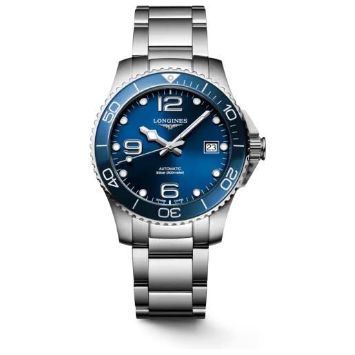 Longines orologio Longines hydro. Conquest con quadrante blu e bracciale in acciaio 39 mm