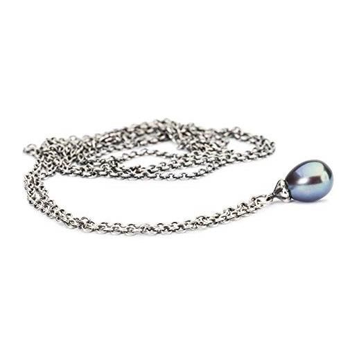 Trollbeads fantasy tagfa 00056 - collana con perle di pavone in argento sterling, lunghezza: 60 cm, colore: argento/blu, misura unica, argento, nessuna pietra preziosa