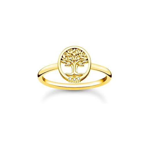 Thomas sabo anello da donna tree of love con pietre bianche, in argento sterling 925, placcato oro giallo 750, tr2375-414-14, 56, argento sterling, zirconia cubica