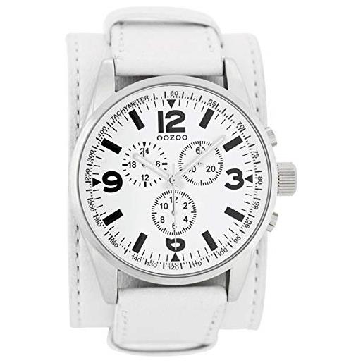Oozoo orologio da polso xl con cinturino in pelle per articoli speciali, outlet a prezzo ridotto, variante 1, c6125 - bianco/bianco, cinghia