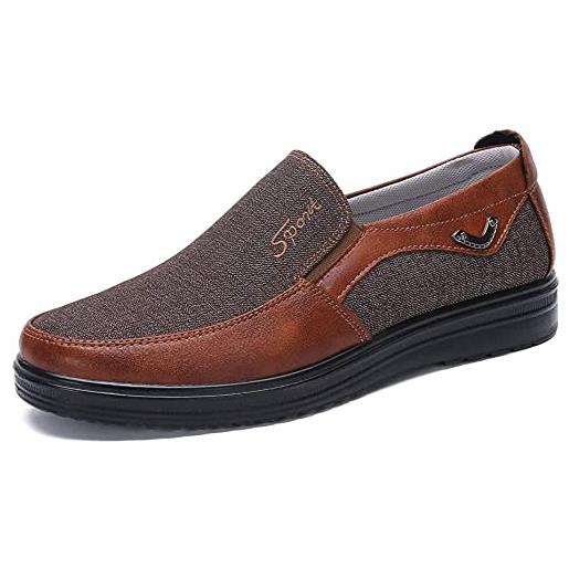 Asifn uomo eleganti mocassini centesimo casuale inverno guida commerciale scarpe formale pantofole passeggio oxford（khaki, 46 eu