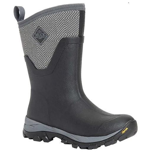 Muck Boots arctic ice mid agat donna, stivali in gomma, nero grigio geometrico, 36 eu