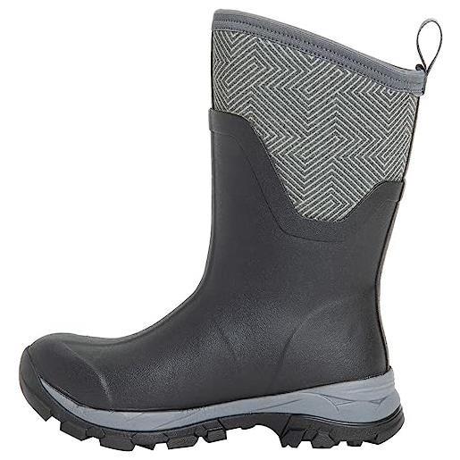 Muck Boots arctic ice mid agat donna, stivali in gomma, nero grigio geometrico, 38.5 eu
