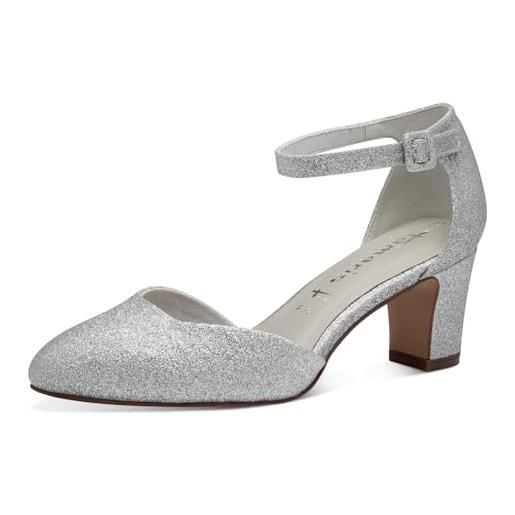 Tamaris donna 1-1-24432-41, scarpe décolleté, silver glam, 36 eu