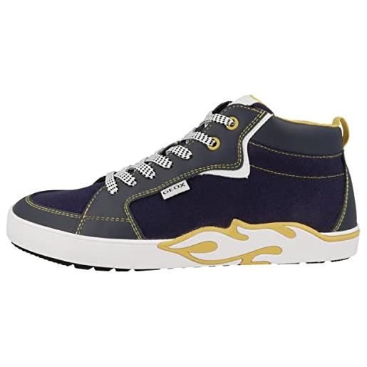 Geox j alfabeto ragazzo, scarpe da ginnastica, navy yellow, 35 eu