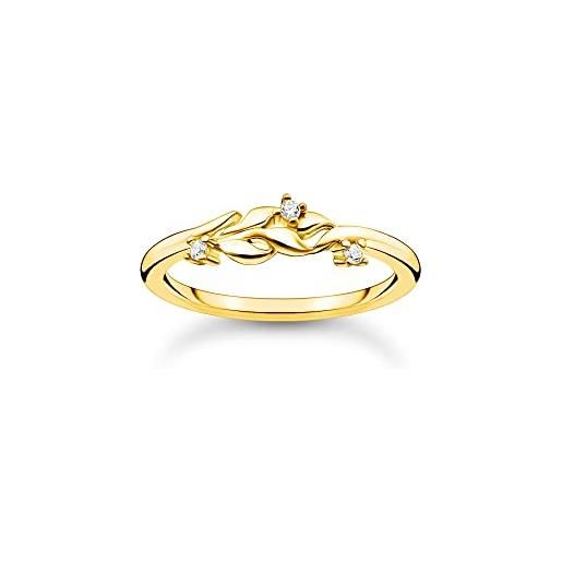Thomas sabo anello da donna con foglie bianche in argento sterling 925, placcato oro giallo 750, tr2376-414-14, 54, argento sterling, zirconia cubica