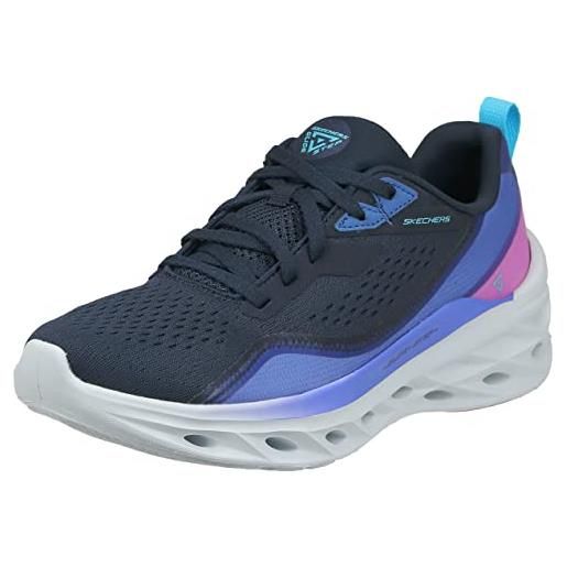 Skechers scorrevole a gradino, scarpe da ginnastica donna, grigio chiaro corallo mesh blu trim, 40 eu