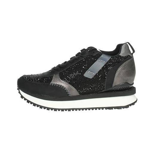 GIOSEPPO sneakers nere monocolore con dettagli di cristalli da donna hanko