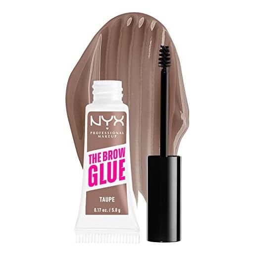 NYX PROFESSIONAL MAKEUP gel sopracciglia brow glue, istantaneo, per un look laminato, the brow glue, taupe, 5 g, confezione da 1