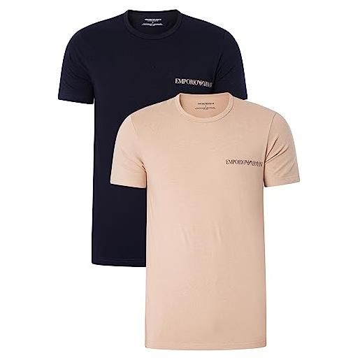 Emporio Armani maglietta da uomo con logo core t-shirt, rope/marine, m (pacco da 2)