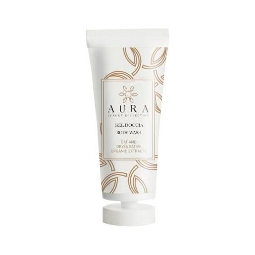Aura luxury collection ® kit cortesia bagno per hotel e b&b 100 tubi 30 ml gel doccia con estratti biologici di avena e oryza sativa