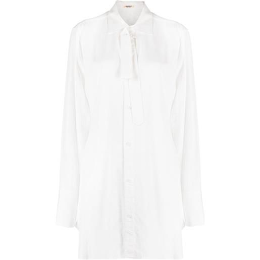 Yohji Yamamoto camicia con fiocco - bianco