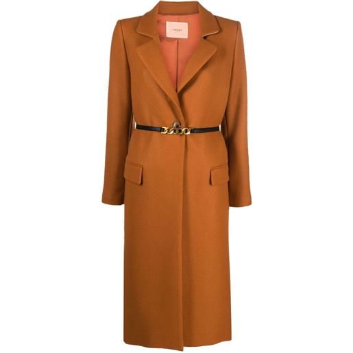 TWINSET cappotto monopetto con cintura - marrone