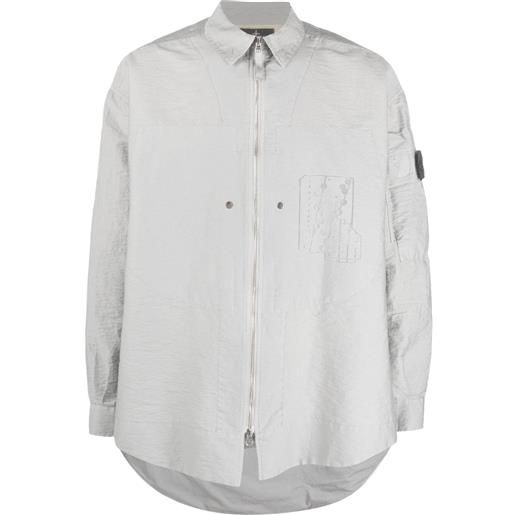Stone Island Shadow Project giacca-camicia con applicazione compass - grigio