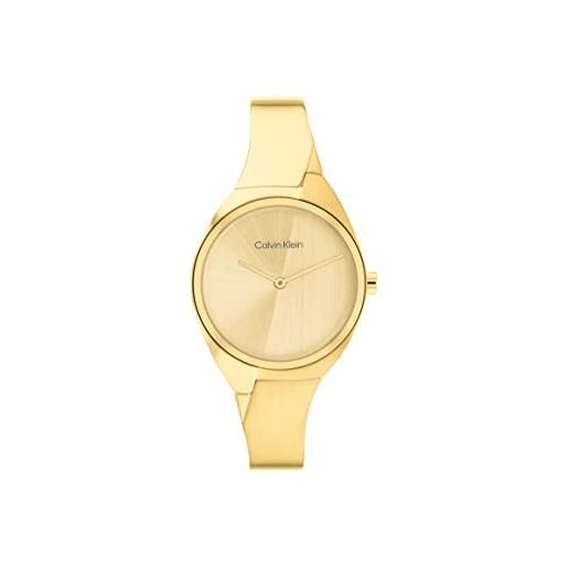 Calvin Klein orologio analogico al quarzo da donna collezione charming con cinturino in acciaio inossidabile oro (champagne)