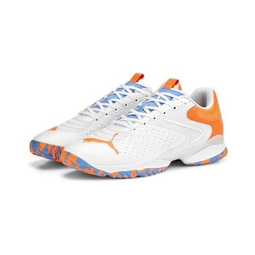 PUMA unisex adults' sport shoes solarattack rct tennis shoes, PUMA white-ultra orange-team light blue, 45
