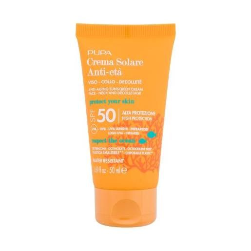 Pupa sunscreen anti-aging cream spf50 protezione solare impermeabile anti-età per il viso 50 ml unisex