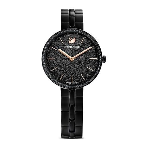 Swarovski cosmopolitan orologio, con cristalli Swarovski e bracciale di metallo, finitura in nero, meccanismo al quarzo, nero