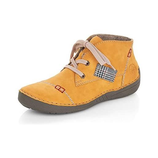 Rieker donna scarpe stringate 52543, signora scarpe comode, scarpa bassa comfort, lacci, comodo, giallo (gelb / 69), 42 eu / 8 uk