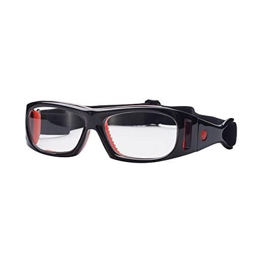 dachance occhiali sportivi per occhiali da calcio amatori di basket tennis adulti bambini occhiali running occhiali antinfortunistica regolabile. (nero rosso adulti)