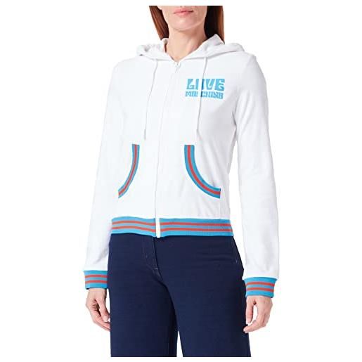Love Moschino hooded zipped in striped jacquard french terry giacca, bianco, 44 donna