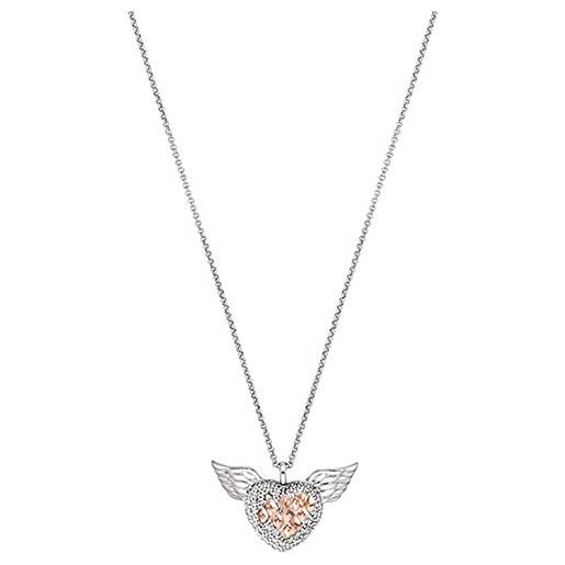 Engelsrufer collana da donna in argento 925 con cuore angel argento e rosa, ern-heartangel-bir, 33mm, argento sterling, zirconia cubica