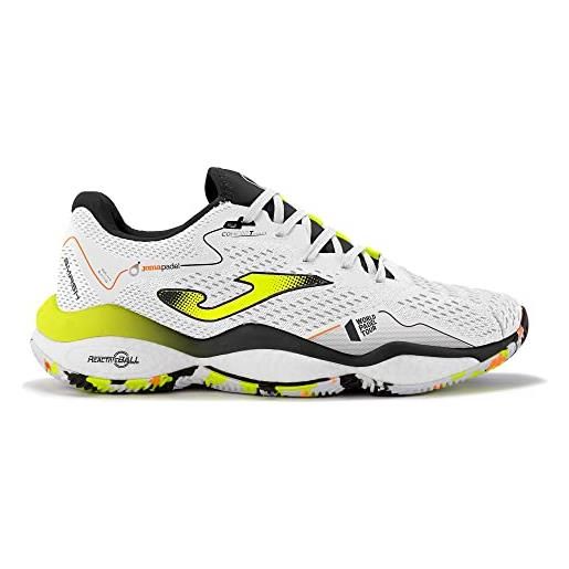 Joma serie smash, scarpe da ginnastica uomo, bianco/giallo fosforescente, 42 eu larga