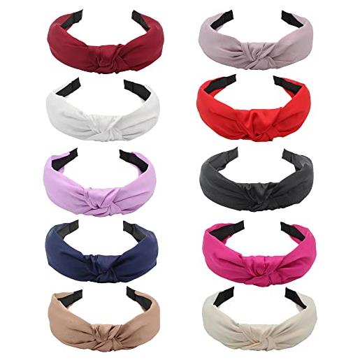 MIQIQAO wide headband per le donne annodato hairband, tessuto hairband, cross knot headband hair hoops twist headbands accessori per i capelli per le ragazze (c10sichou)