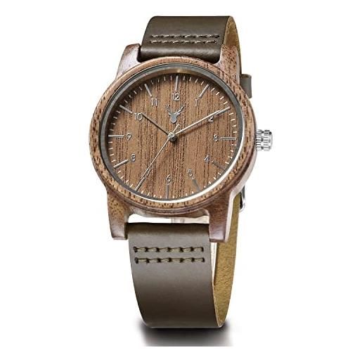 LeeEv orologi in legno uwood serie 40 mm unisex handmade cinturino in pelle di vacchetta cinturino in legno con confezione regalo