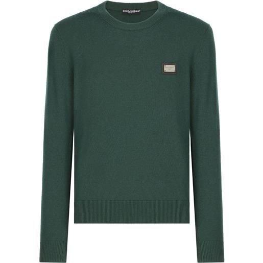 Dolce & Gabbana maglione con placca logo - verde