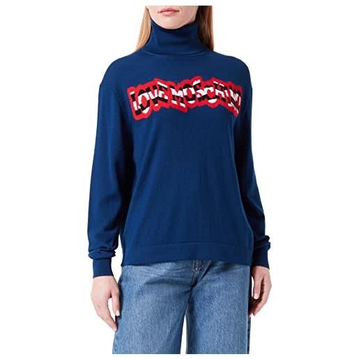 Love Moschino maniche lunghe con logo a righe maglione, nero, 46 donna