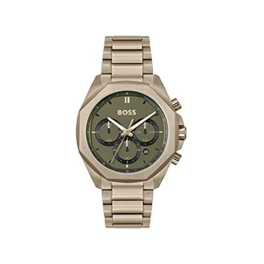 BOSS orologio con cronografo al quarzo da uomo con cinturino in acciaio inossidabile beige - 1514019