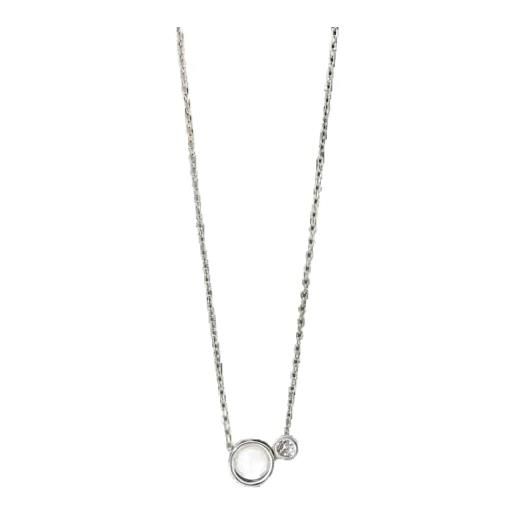 Rawrr collana da donna con ciondolo ottagonale in argento sterling 925, 5a, lunghezza 39-44 cm, adatta per ogni luogo (argento)