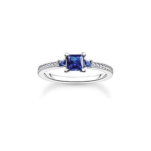 Thomas sabo anello da donna con pietre bianche e blu tr2402-166-32, 50 cm, argento sterling, zirconia cubica