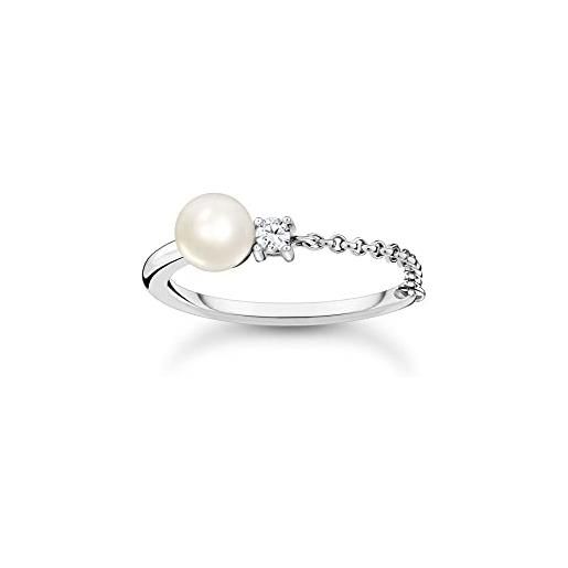 Thomas sabo anello da donna con perla bianca in argento sterling 925 tr2369-167-14, 52, argento sterling, zirconia cubica perla