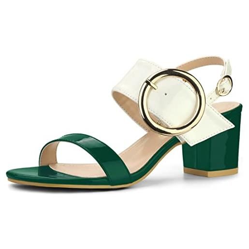 Allegra K sandali da donna con tacco alto, verde e bianco, 39 eu