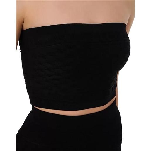 Elisabetta franchi top a fascia con logo jacquard colore nero