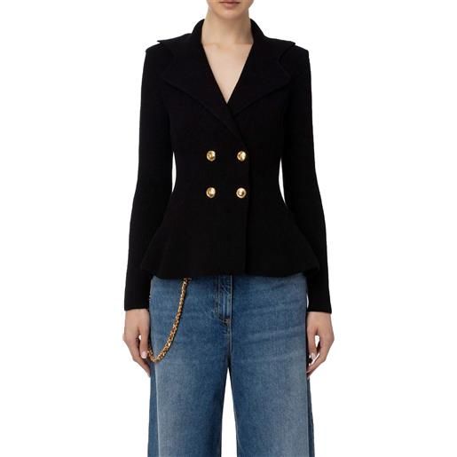 Elisabetta franchi giacca doppiopetto in maglia con godet colore nero