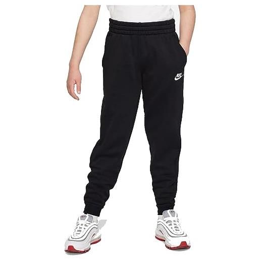 Nike club flc hbr pantaloni track, nero/bianco, 8-10 anni unisex-bambini