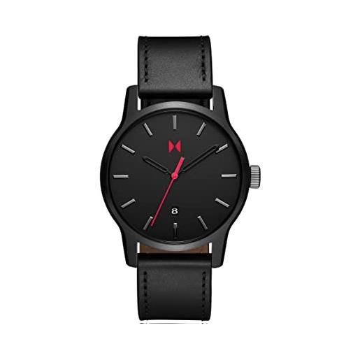 MVMT orologio analogico al quarzo da uomo collezione classic ii con cinturino in pelle o acciaio inossidabile nero (black)