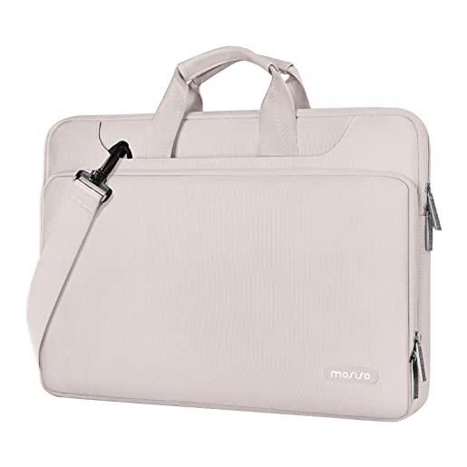 MOSISO 360 protezione laptop spalla borsa compatibile con mac. Book air 15 pollici m2 a2941 2023/pro 16 2023-2019,15-15,6 pollici notebook, matching colore sleeve con cintura, grigio roccia
