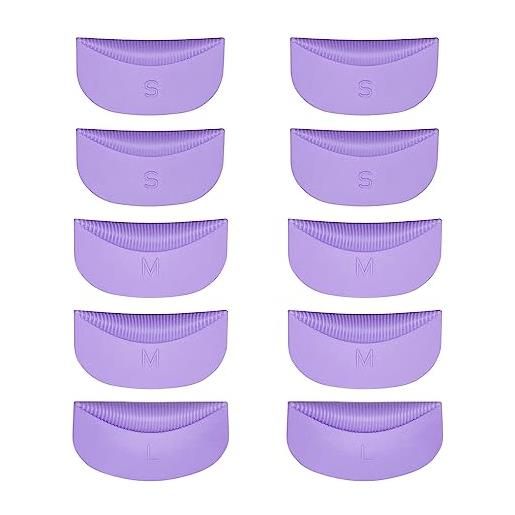 ICONSIGN 10 cuscinetti per ciglia permanenti in silicone, riutilizzabili, per ciglia di diversa lunghezza, per sollevamento ciglia perfette (viola)