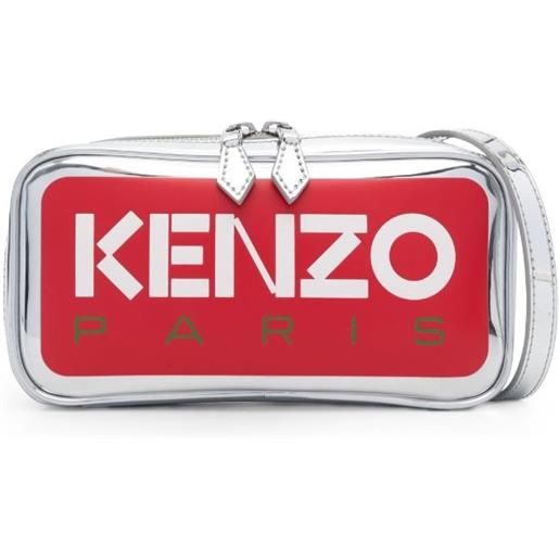 Kenzo borsa messenger con stampa - argento