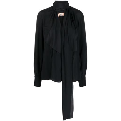 Nº21 blusa drappeggiata con sciarpa - nero