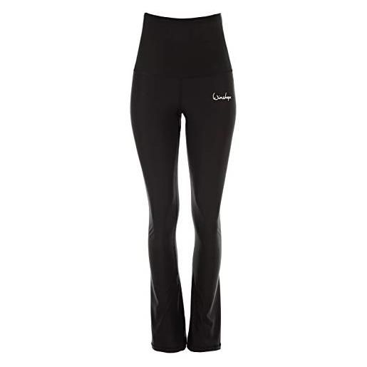 WINSHAPE bchwl102-leggings da donna funzionali, stile slim, per fitness, tempo libero, sport, yoga, allenamento, leggings a vita alta con taglio a barca, nero, s lunga